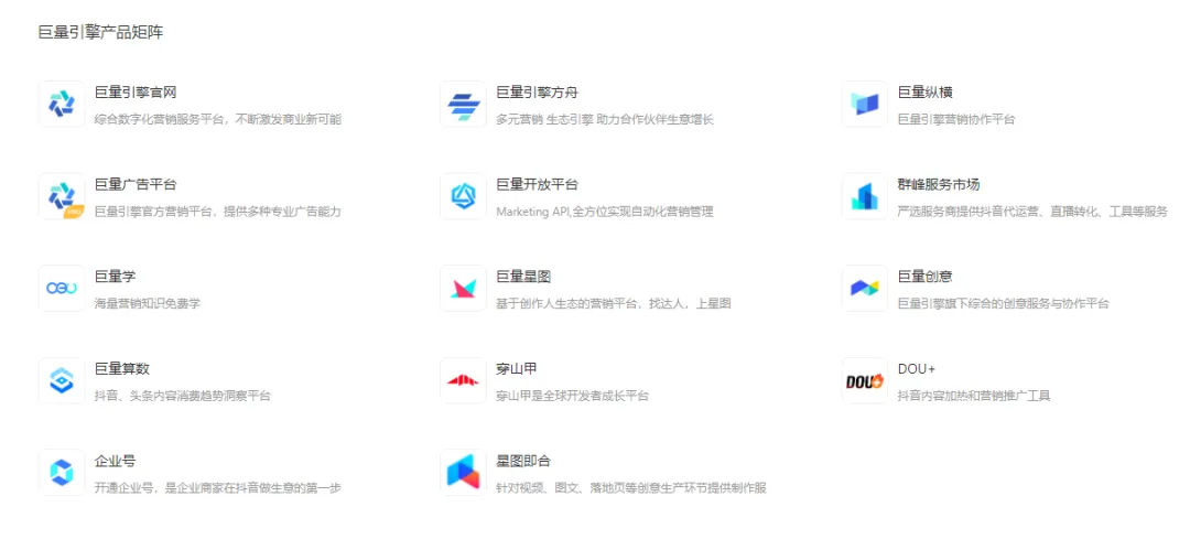 一文了解巨量引擎的买量产品矩阵：巨量广告、巨量纵横、巨量云图、巨量方舟配图 2